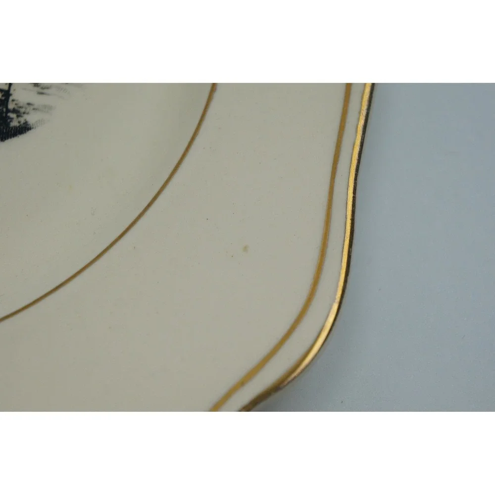 Holkirk Plate Reversing Falls Saint John NB Square Gold Rim England Good